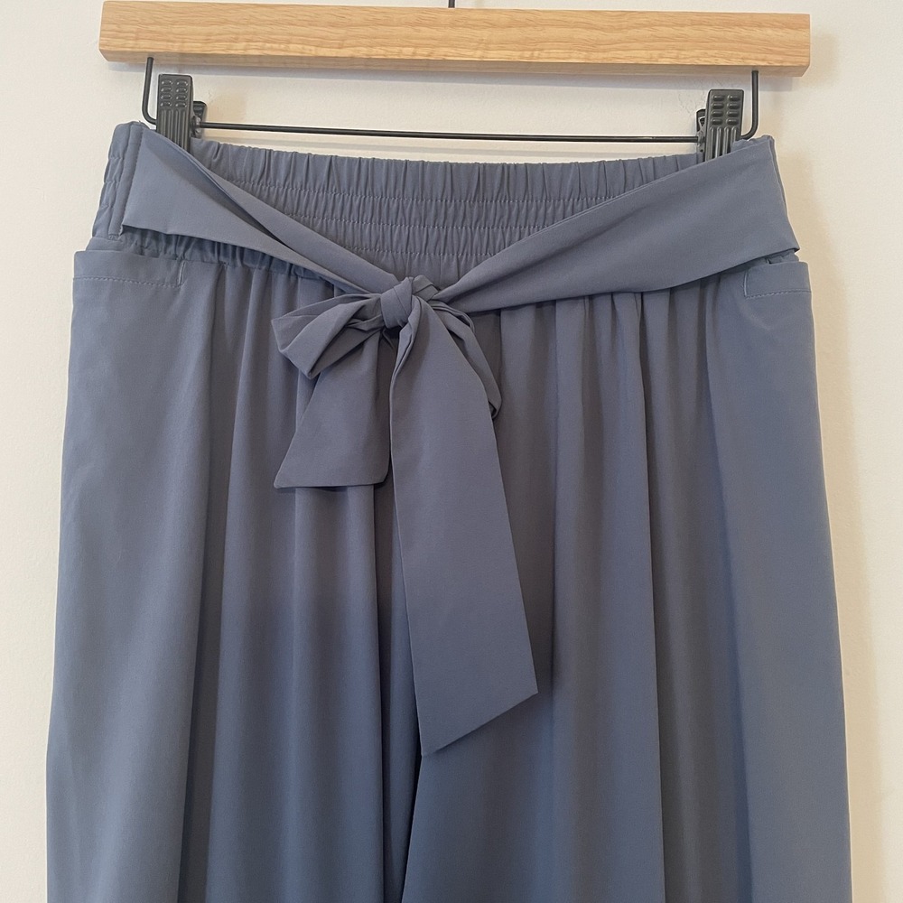 Aday Easy Days Pants Mineral Blue Size M Tie Waist Cropped Stretch Althleisure - Picture 5 of 10